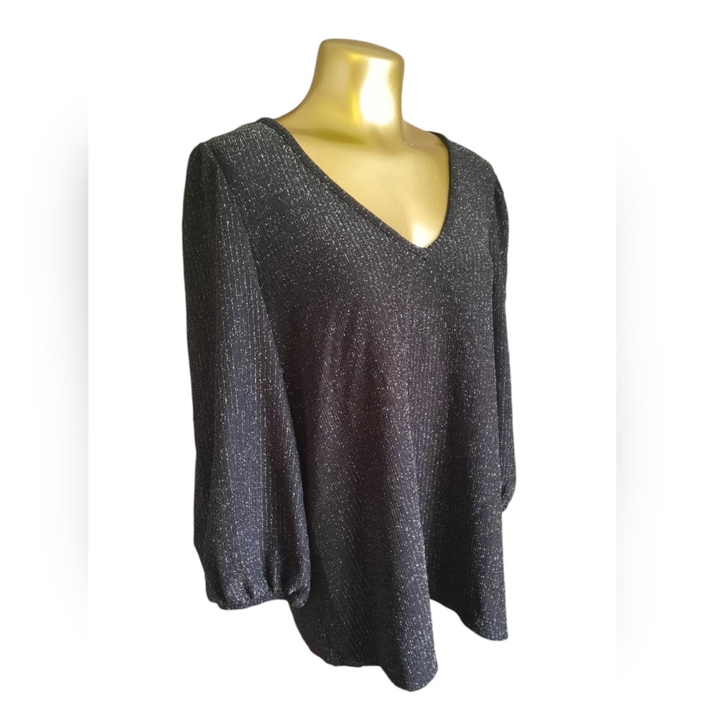 Reitmans XL shiny sparkle puffy sleeves‎ shirt holiday shirt